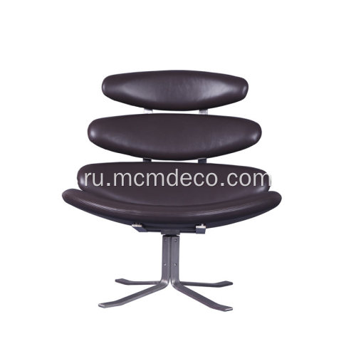 Corona Swivel Lounge Chair Upholstered with Leather